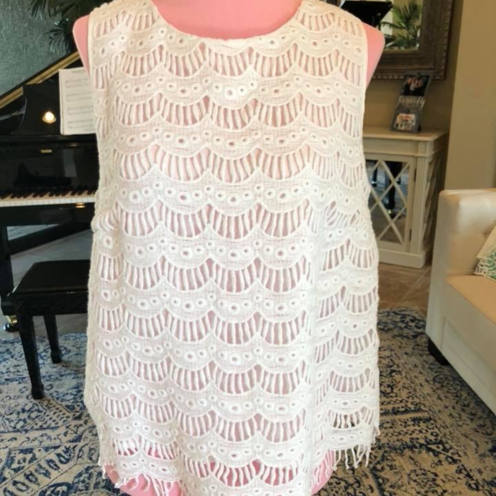 Lilly Pulitzer White Lace Sleeveless Top